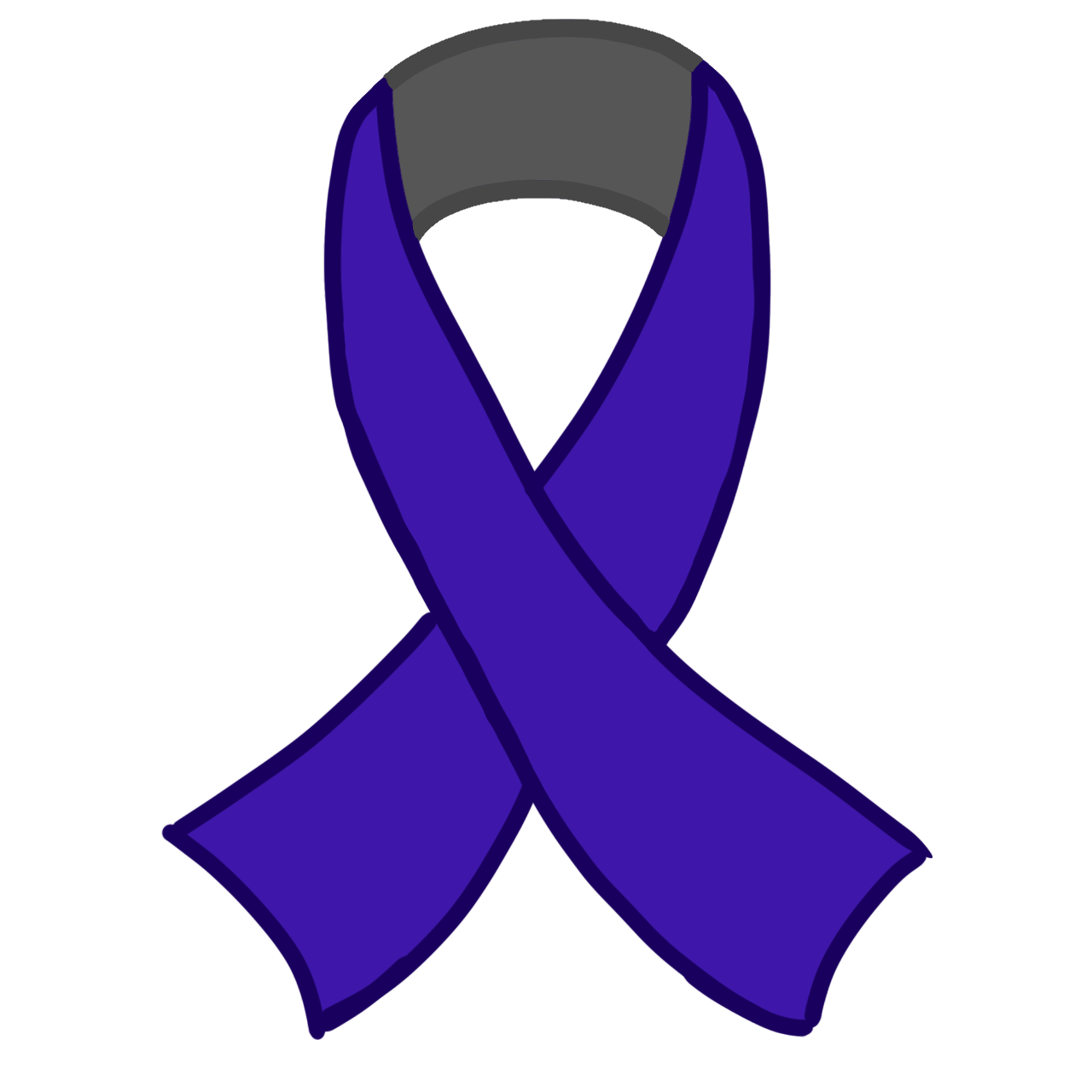 A transparent png image of a flat-colored ribbon. It is folded over itself in a manner similar to what awareness ribbons like the one for breast cancer are, where both the silver inside and purple exterior are visible at once. While there are no textual identifiers, this is the awareness colors for Trisomy 9.